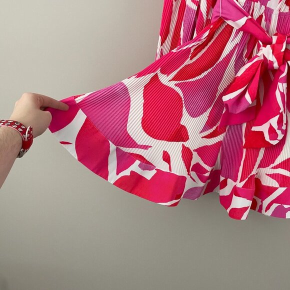 Milly Liv Dream Rose Pleated Dress in Magenta Multi Size 2 - Picture 5 of 6